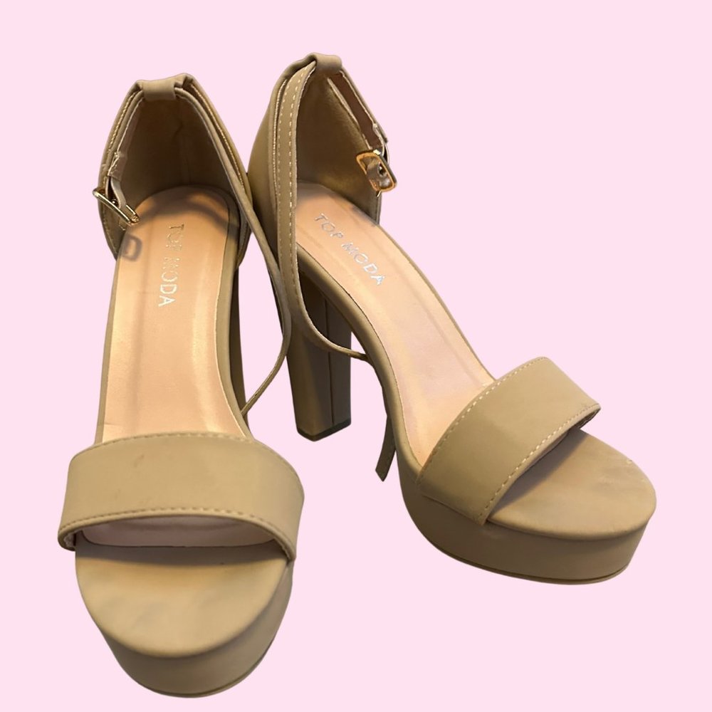 Nude TOP MODA Size 6 Platform Pageant/Prom Heels